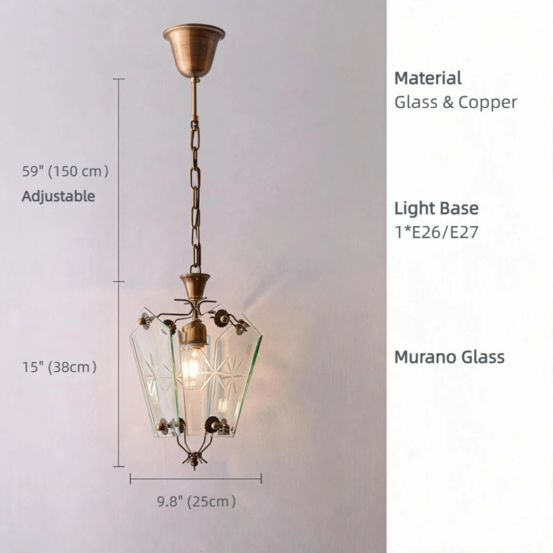 Luminaire suspendu en cuivre gravé