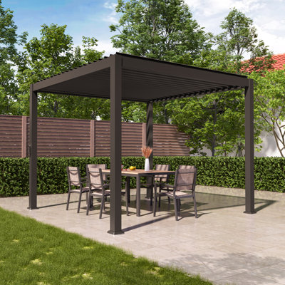 Pergola d'extérieur réglable en métal avec persiennes