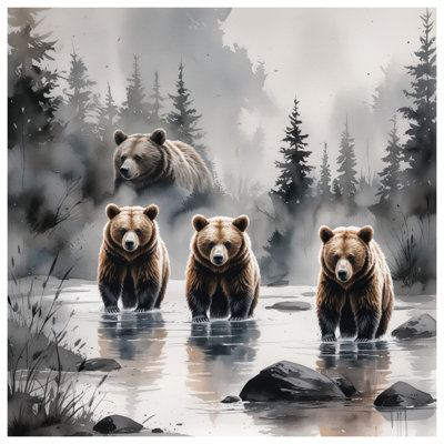 Couvre-lit matelassé Bears In Forest River toutes tailles