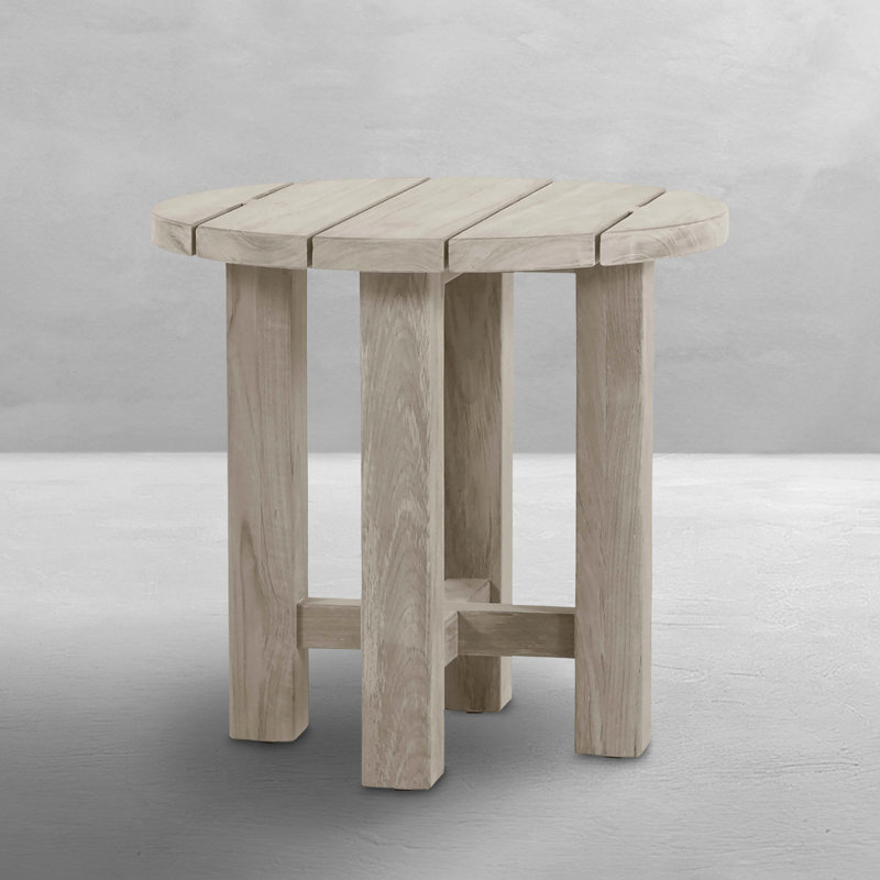 Croquet Teak Outdoor Side Table, Oyster Teak