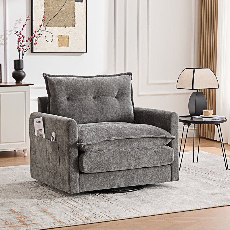Swivel Barrel Chair Single Sofa, Gray
