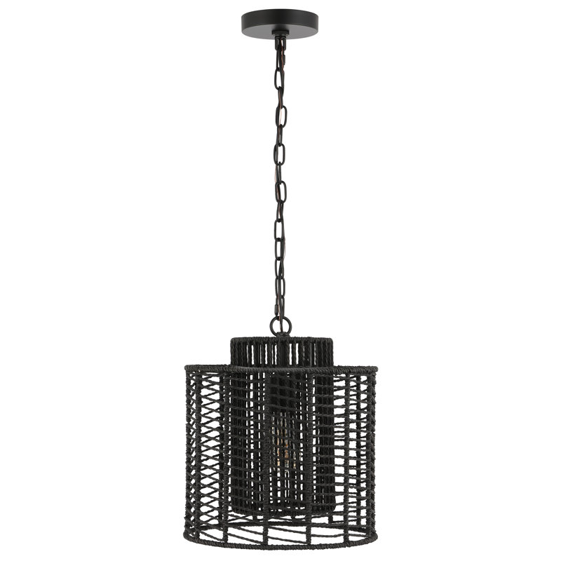Luminaire suspendu tambour 1 lumière, Noir, Noir