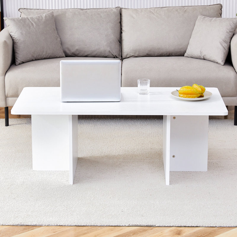 Table basse en panneau de fibres à densité moyenne pour le salon, Blanc