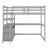 Twin Size Loft Bed With Desk And Shelves, Sturdy Wooden Loft Bed With Two Built-In Drawers And Ladder, High Lofts Beds With Safety Guardrail, Easy Assembly, No Box Spring Needed-1474712380