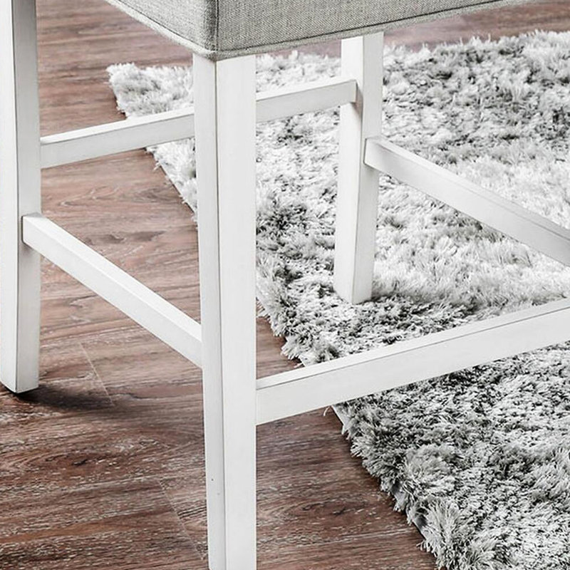 De 2 chaises à hauteur de comptoir en tissu blanc antique et gris avec siège rembourré confortable pour les repas