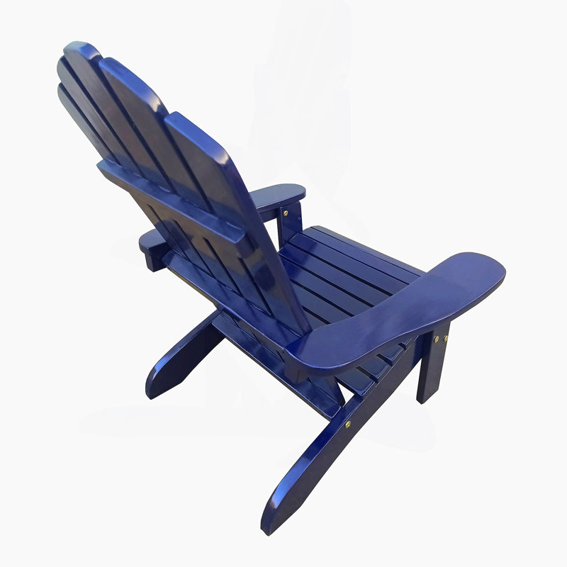 Outdoor Or Indoor Wood Children Adirondack Chair,Durable, Large Seat With Armrests, Blue
