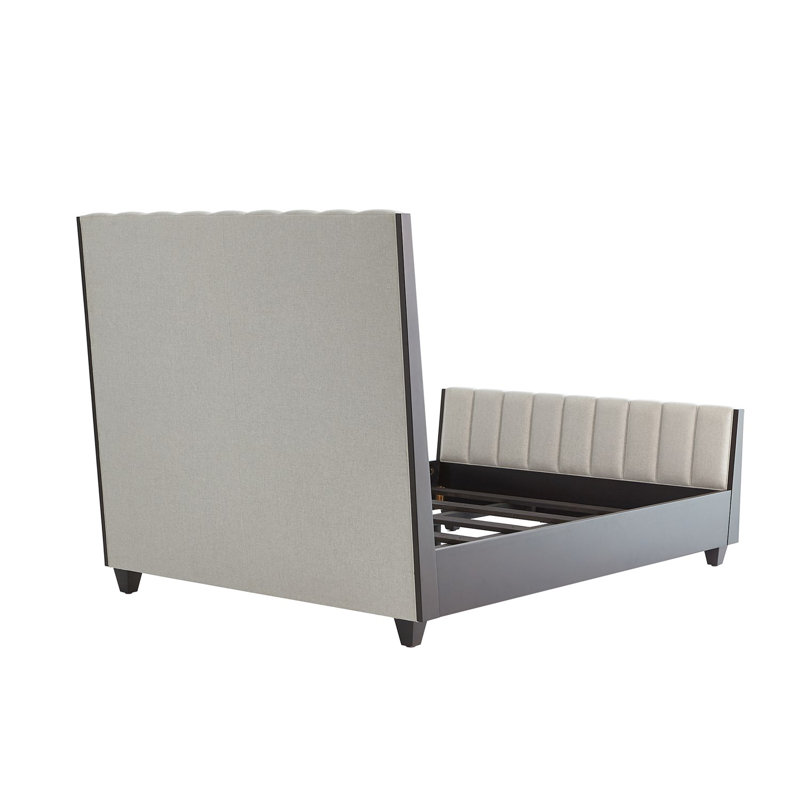 Channel Upholstered Bed, King, Light Gray