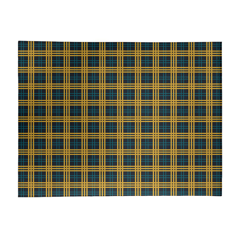 Tapis noir à carreaux, Rectangle 8 pi x 10 pi