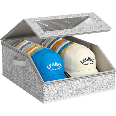 Sturdy Hat Storage For Baseball Caps, Holds Up To 24 Caps Clear Hat Organizer For Closet, Bedroom, Wide Hat Box With Cardboard (Grey)