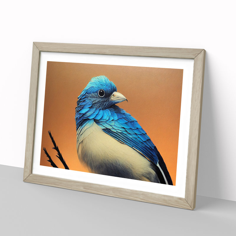 Breathtaking Bird - Single Picture Frame Print, 25cm H x 34cm W x 2cm D, Oak Framed