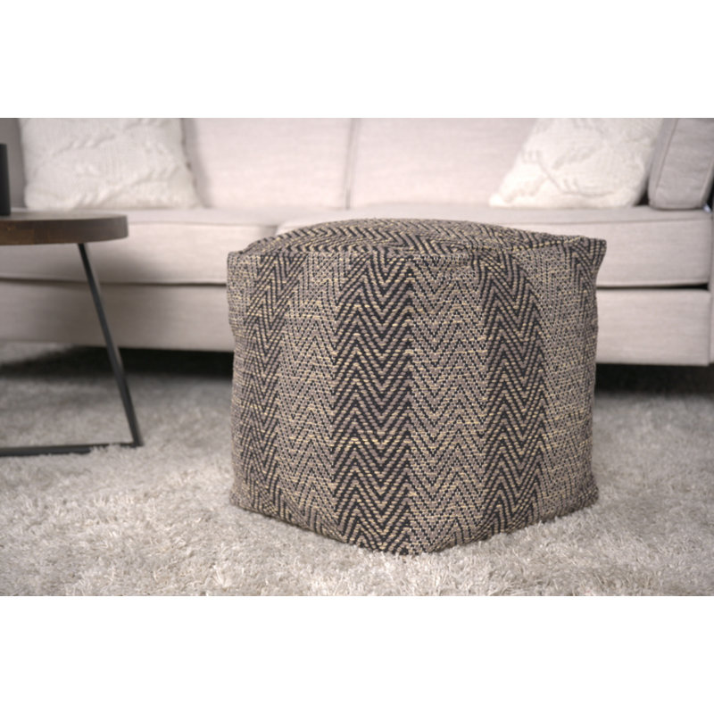 Pouf en coton Barracuda, fabriqué à la main en brun et beige