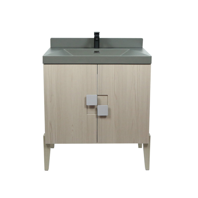 Ensemble de meuble-lavabo simple 31 po Fetnete, Gris clair, Blanc