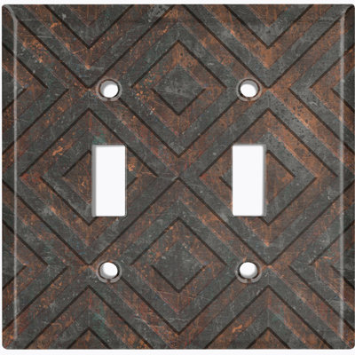Couvercle de plaque d'interrupteur en métal; Bascule standard à 2 bandes US - image imprimée d'un motif géométrique industriel