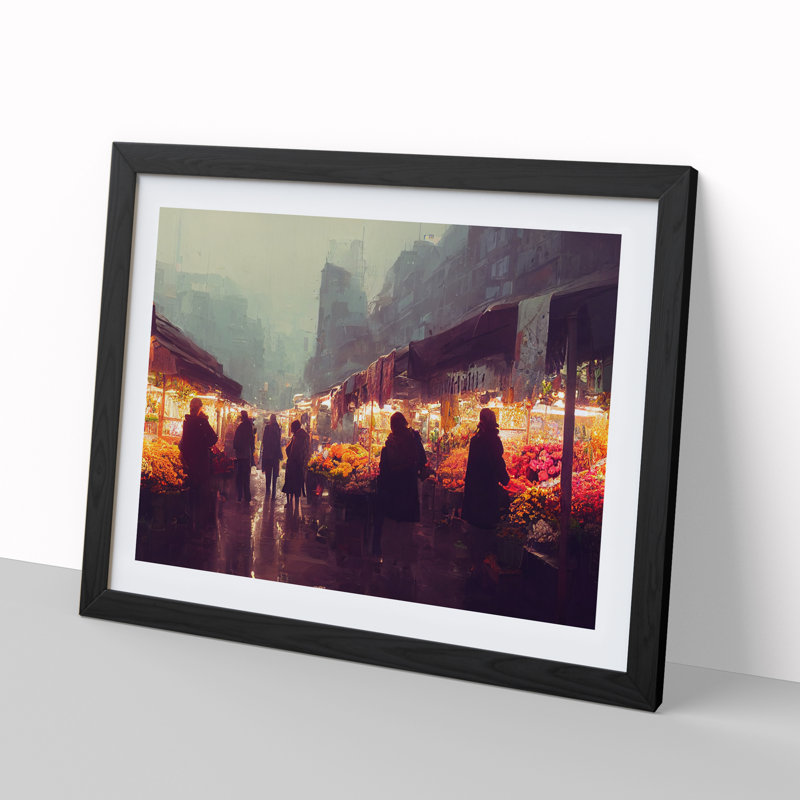 The Flower Market Vol.1 - Single Picture Frame Print, Black, 46cm H x 64cm W