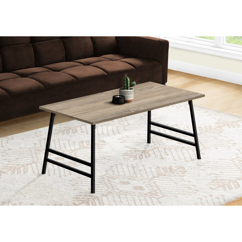 Table basse rectangulaire en stratifié taupe, L 40 po, décor moderne pour le salon, base en métal noir, bureau d'appoint L 40 po Cocktail, stratifié, métal, table