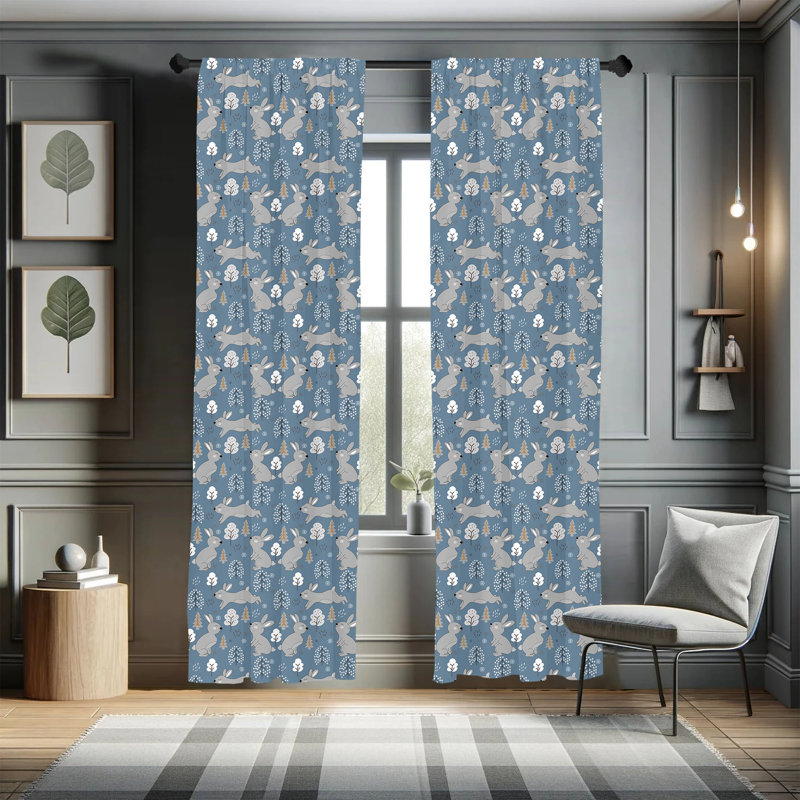 Bunny Continuous Trees Semi-Sheer Rod Pocket Sliding Panel, 28" x 63"