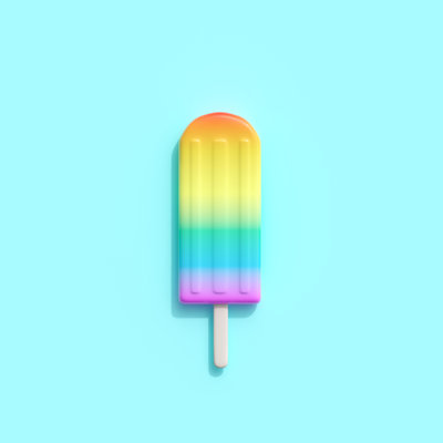 Rainbow An Ice Cream On Blue Background - Wrapped Canvas Print