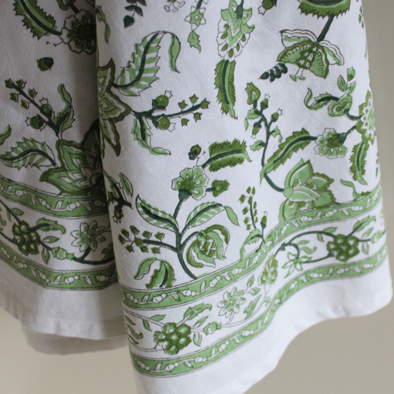 Green Chintz Round Tablecloth, 90" Round