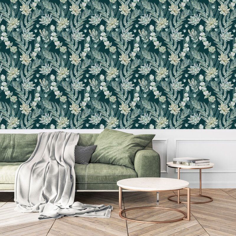 Panneau de papier peint L 10,4 pi x l 25 po Green Succulents