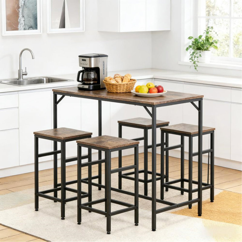 Ensemble de table de salle à manger 5 pièces, table et 4 tabourets, peu encombrant