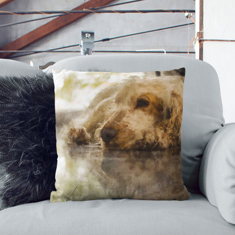 Cocker Spaniel Dog Square Throw Cushion, 55cm H x 55cm W x 20cm D