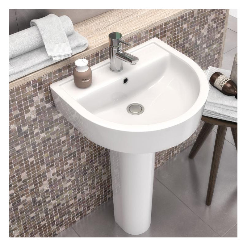 Nuie Luna 520mm L x 450mm W White Vitreous China U-Shaped Sink with Overflow