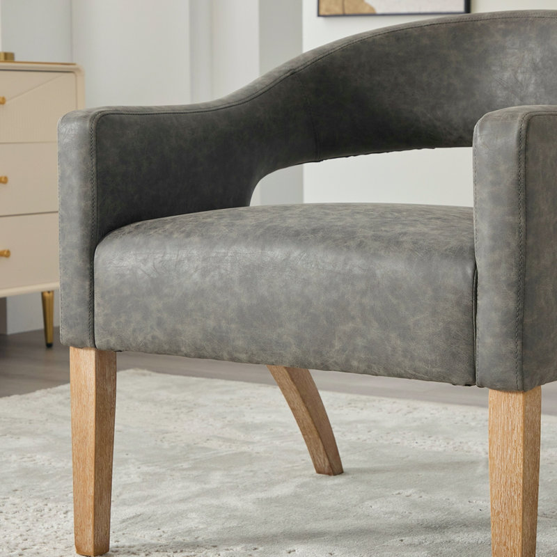Fauteuil club d'appoint moderne et rembourré, Gris, 1