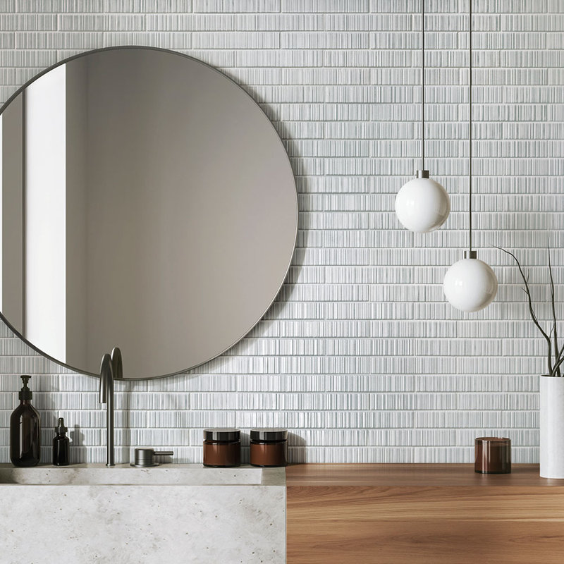 Carrelage mural en porcelaine texturé Vivid 2X9, Gris
