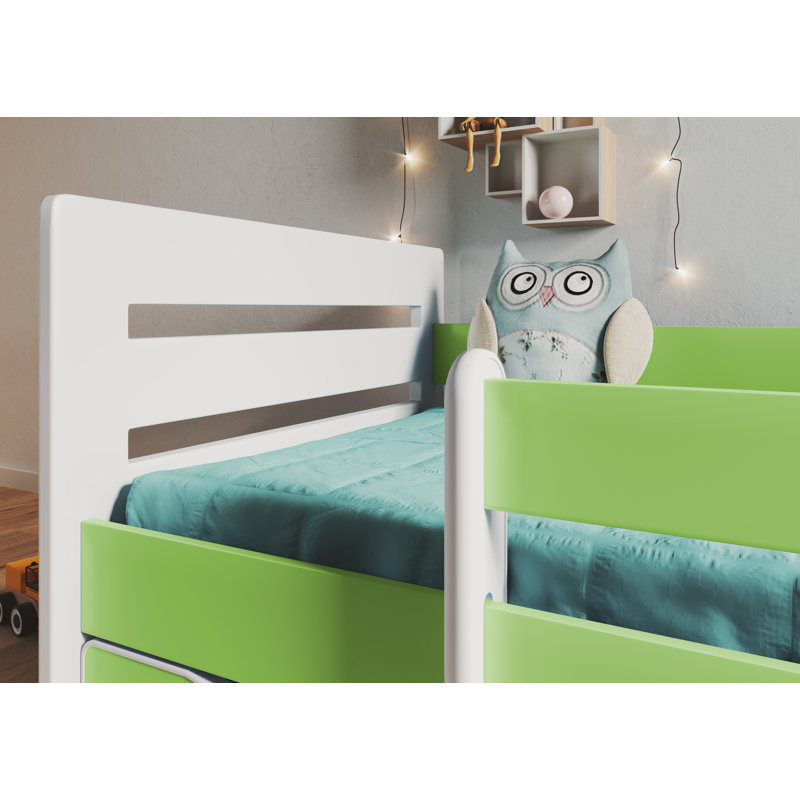 Molly Drawer Convertible Bed and Mattress, White, European Toddler (80 x 160 cm)