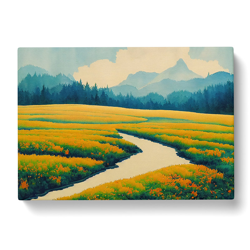 Carefree Spring Meadow Landscape - Wrapped Canvas