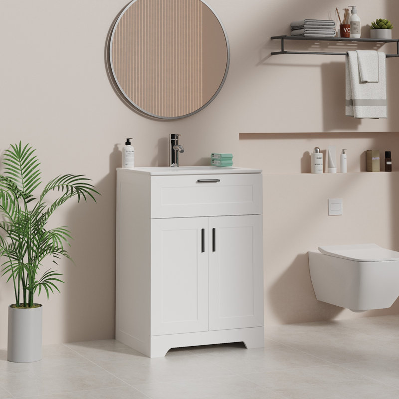 Base de meuble-lavabo 24 po seulement, lavabo non inclus, Blanc, 24"