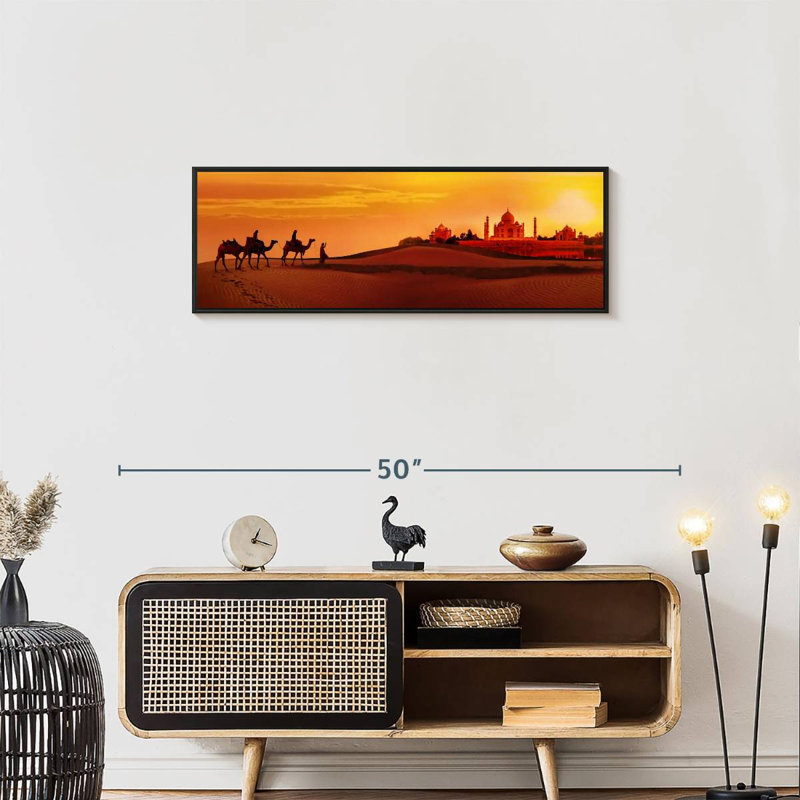 Taj Mahal gens du voyage, 37 po x 13 po, Cadre flottant noir