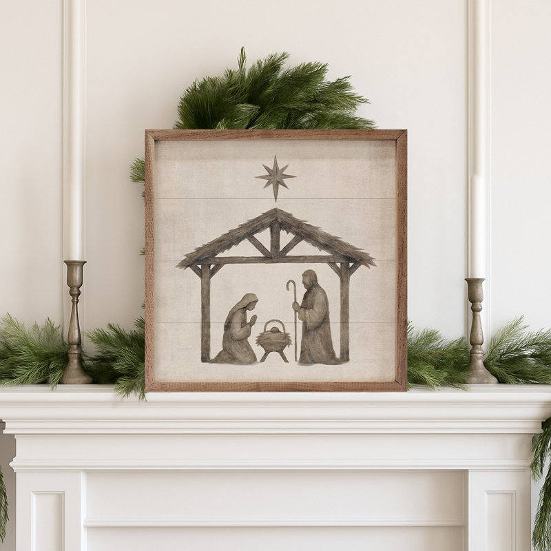 Crèche de Noël, H 16 po x l 16 po
