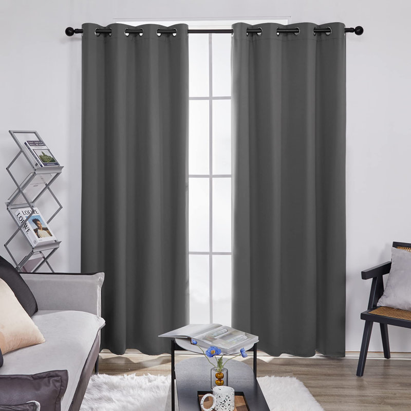 Thermal Insulated Room Darkening Grommet Curtain Panels (Set of 4), Dark Gray, 52" W x 72" L