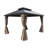 Caesar 10ft x 12ft Dark Brown Double Roof Hardtop Gazebo with Curtain and Mosquito Netting