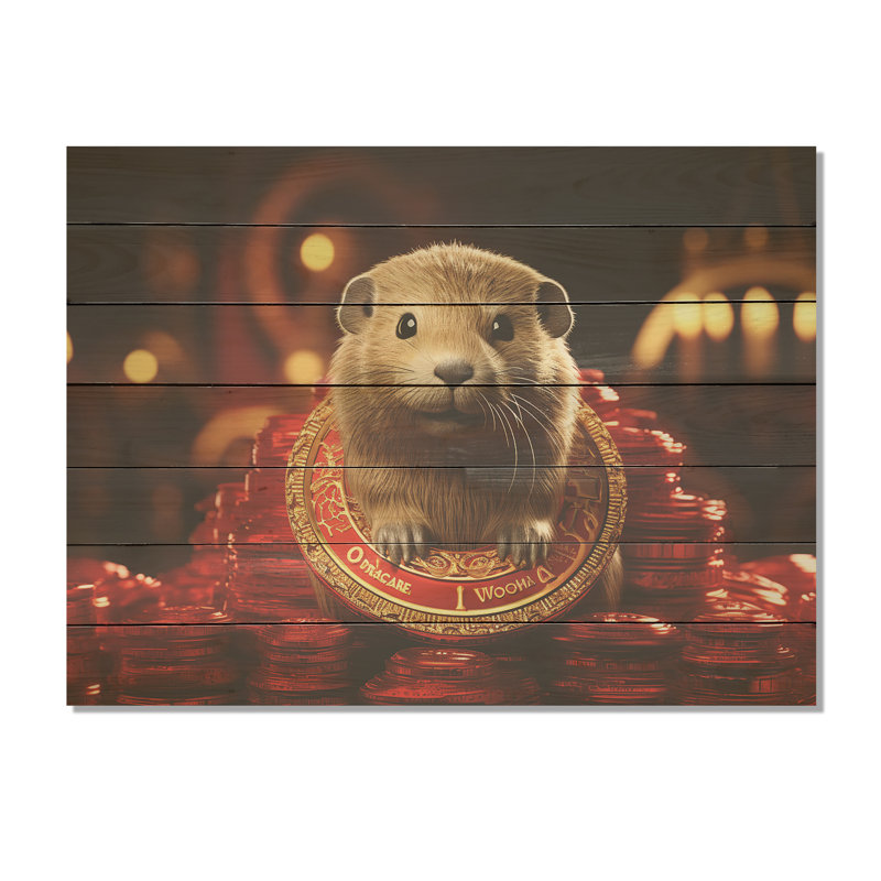 Royauté - Beauté du castor - Castor sur bois, H 10 po x l 20 po x P 0,78 po