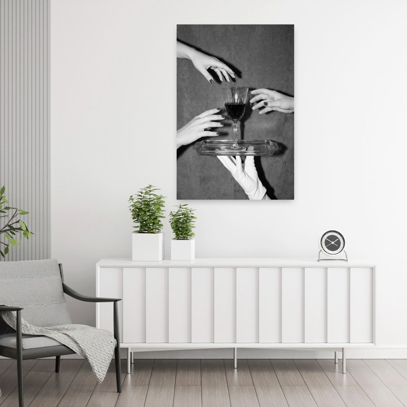 «The Wine Is Served», art mural rétro, H 36 po x l 24 po