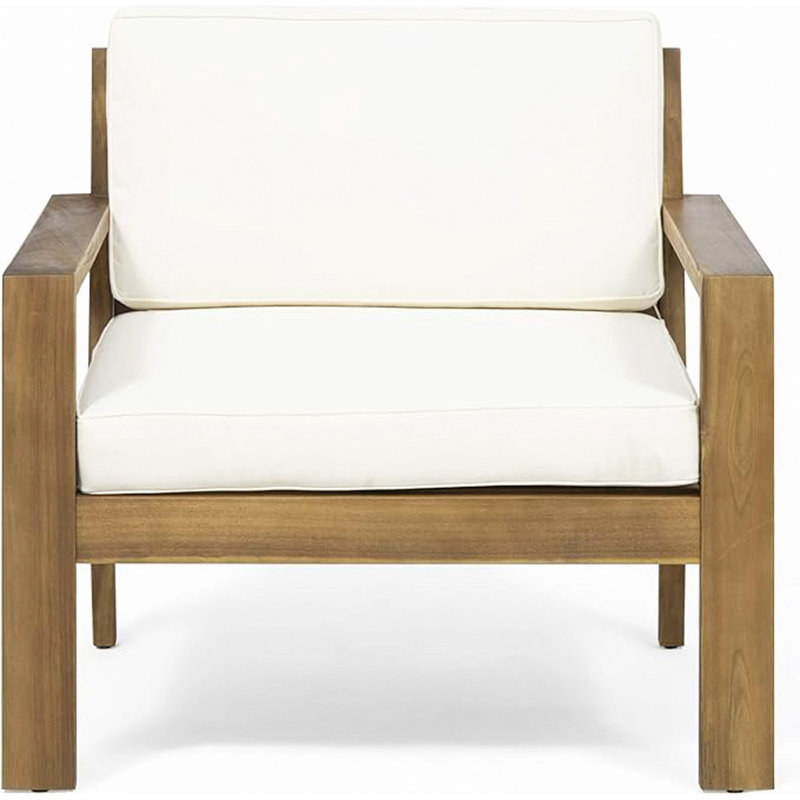 Fauteuils club d'extérieur en bois d'acacia avec coussins