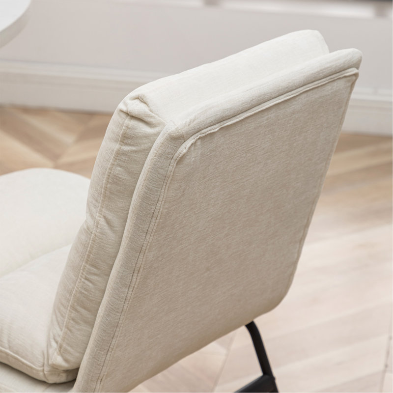 Ensemble de 2 chaises de salle à manger rembourrées Milos, blanc vanille, Blanc