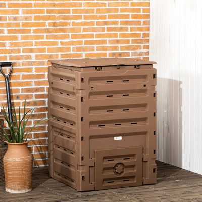 120 Compost Facility - , 80 Vents & 2 Sliding Doors, Speedy Creation Of Fertile Earth, Lightweight , Brown 120 Gallon Bin By Doors For Soil Nutrient Addition, ,