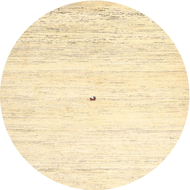 Tapis beige contemporain, Rond 8 pi