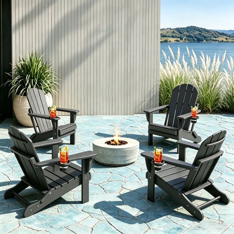 Chaise Adirondack pliante en plastique Lutie, Gris