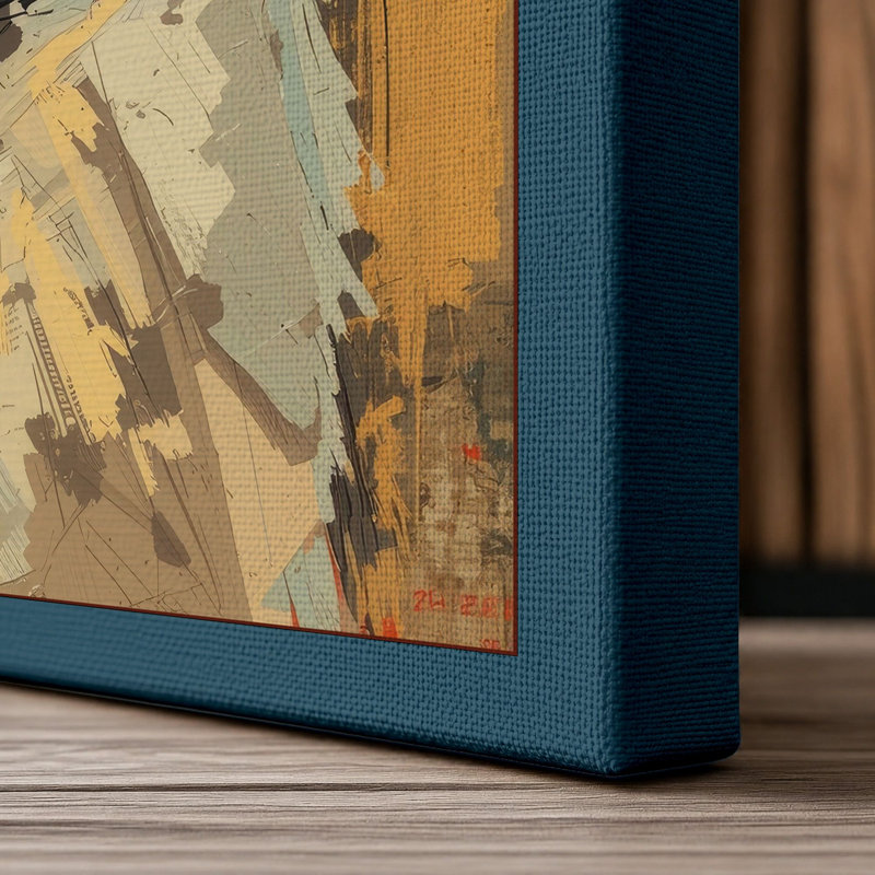 Serene Llama Modern - Wrapped Canvas, 36x24 - 91.4 x 61.0 cm, Teal Border