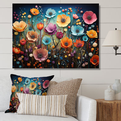 Fleurs colorées fantaisistes - Art mural fleurs sauvages