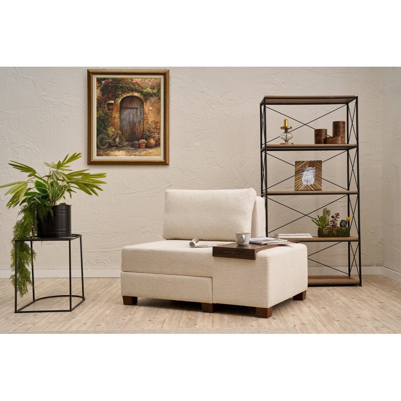 Stylish 1-Seat Sofa-Bed, Cream Chenille, 45.7 x 32.7 x 36.6 Inches | Durable Timber Frame, Comfortable 28 DNS Foam Seating, Easy Clean Fabric | Perfect for Small Spaces, Versatile Design for Living Rooms & Guest Rooms