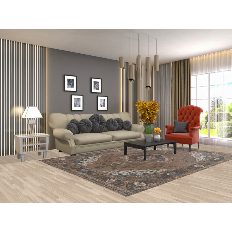 Brown Distressed Traditional Area Rug 7x10