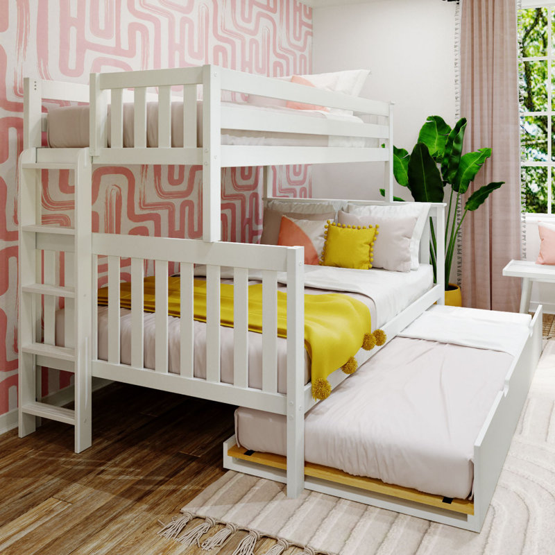 Dorotea Kids Twin Over Full Bunk Bed with Trundle, White