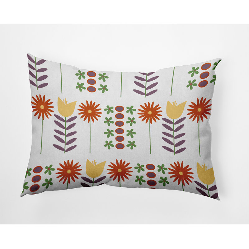 Floral Outdoor Reversible Throw Pillow, White