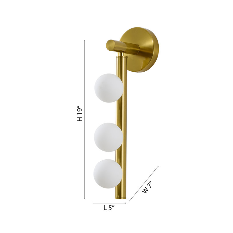 Transitional 3-Light Glass Wall Sconce , Brass