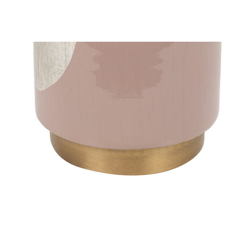 Brass Accent Stool, Pink/Gold